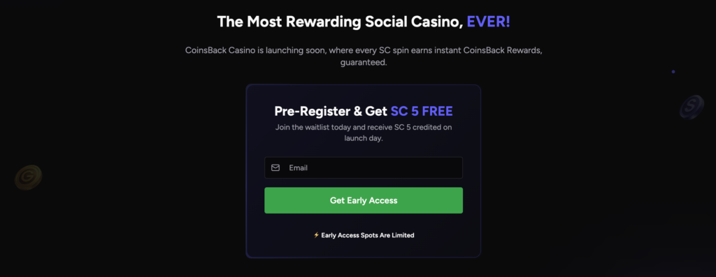 Coinsback sweeps casino