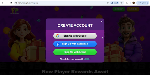 Fortune Purple sign up method