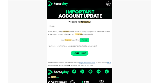 HorsePlay account verification