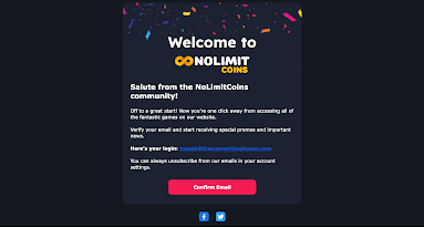 NoLimitCoins email verification