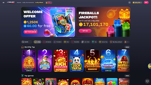 NoLimitCoins lobby