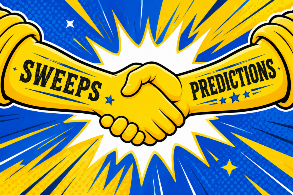 arms shaking hands with one having SWEEPS tattooed on it and the other PREDICTIONS