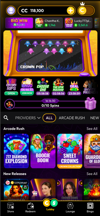 Crown Coins app view