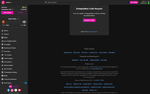 Pulsz request code page